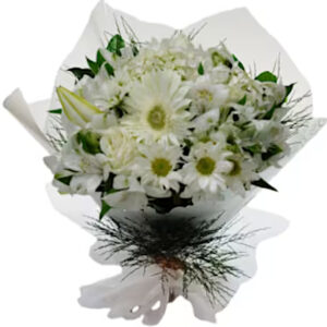 BQ-11 BR: Buquê com mix de flores da época branca