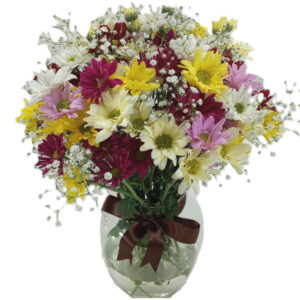 AP-14: Flores silvestres coloridas no vidro pera médio