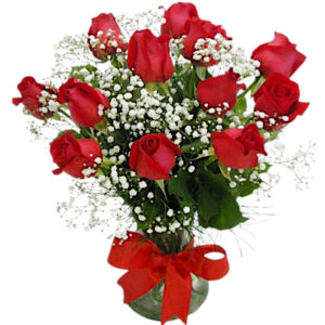 AP-01 VE: 12 Rosas vermelhas no vaso Luna