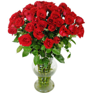 AP-07 VE: 36 Rosas vermelhas no vaso de vidro